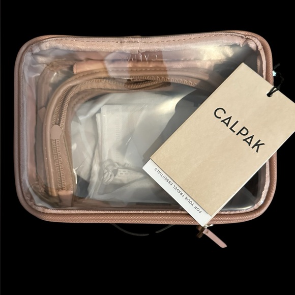 Calpak Clear Travel Toiletry Bag with Pink Trim - Picture 4 of 4